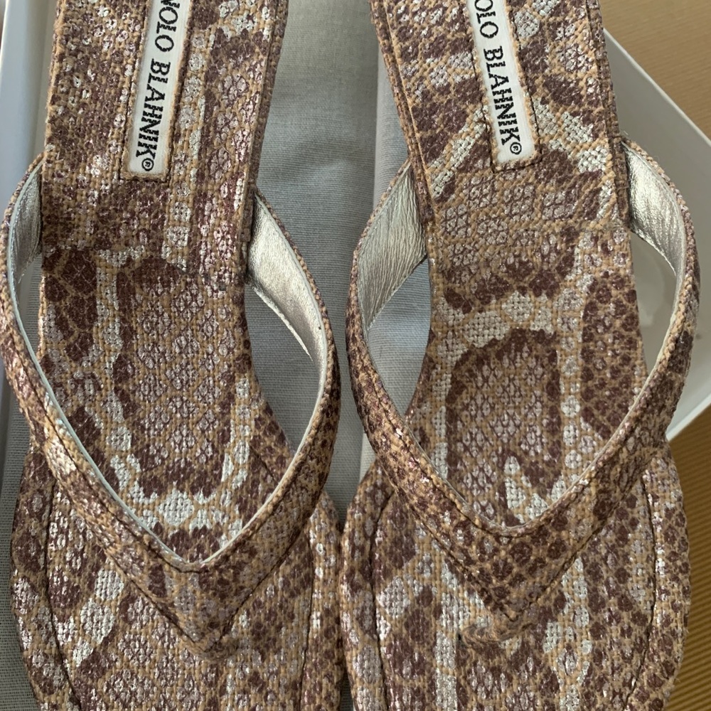 NEW Manolo Blahnik Afrino Sandals 50mm 37.5